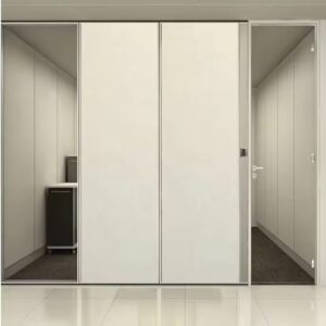 پارتیشن دو جداره ام دی اف (هایگلاس) و شیشه بدون پرده کرکره ای