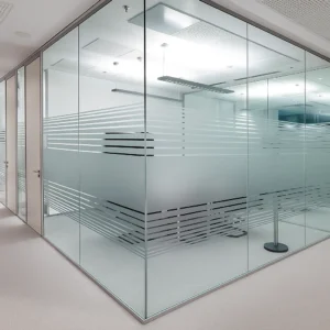 پارتیشن شیشه ای تک جداره (فریم لس)