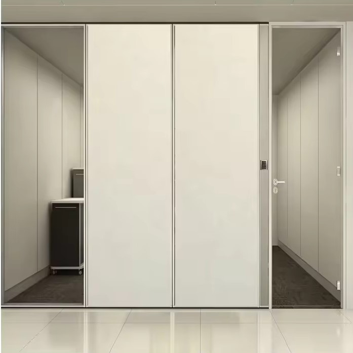 پارتیشن دو جداره ام دی اف (هایگلاس) و شیشه بدون پرده کرکره ای