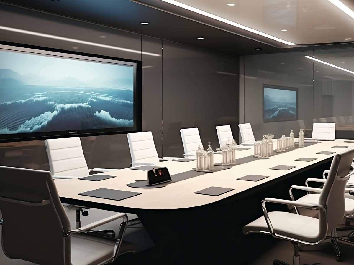 تجهیزات هوشمند تعبیه شده در میز کنفرانس مدرن