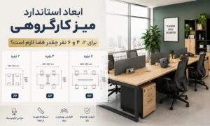 ابعاد استاندارد میز کارگروهی؛ برای ۲، ۴ و ۶ نفر چقدر فضا لازم است؟